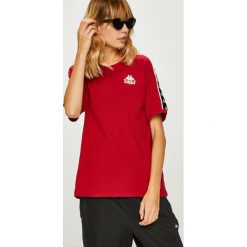 Kappa - Top. Szare topy damskie Kappa, z bawełny, z okrągłym kołnierzem, z krótkim rękawem. W wyprzedaży za 59.90 zł.