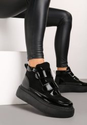 Czarne Botki Typu Sneakersy na Platformie Zapinane na Rzep Savandria. Czarne botki damskie Born2be, z jeansu, eleganckie, bez obcasa, na platformie, bez zapięcia. Za 99.99 zł.