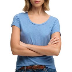 T-shirt z dekoltem dla kobiet Superdry Studios. Niebieskie t-shirty damskie Superdry., s, bez wzorów, z bawełny, eleganckie, bez kołnierzyka. Za 135.10 zł.