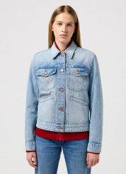 WRANGLER DAMSKA KURTKA JENSOWA HERITAGE JACKET MID STONE 112350343 W41F016321. Kurtki damskie Wrangler, m, bez wzorów, bez kaptura. Za 269.99 zł.