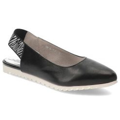 Czarne Czółenka Karino Eleganckie Buty Damskie. Czarne czółenka damskie Karino, bez wzorów, ze skóry, eleganckie, bez obcasa, bez zapięcia. Za 189.00 zł.