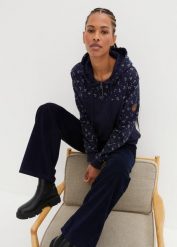 Bluza z kapturem i zamkiem, z czystej bawełny. Zielone bluzy damskie bonprix, bez wzorów, z bawełny, z kapturem. Za 122.99 zł.