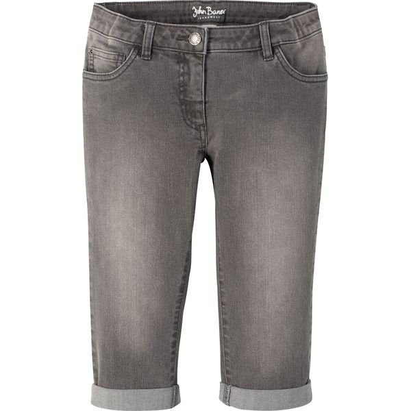 Dżinsy rybaczki mid waist z regulowaną talią. Niebieskie jeansy dla dziewczynek bonprix, z jeansu. Za 84.99 zł.