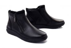 RIEKER Z0060-00 black, botki damskie. Czarne botki damskie Rieker, na zimę, bez obcasa, bez zapięcia. Za 399.90 zł.
