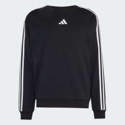 Bluza frotté Essentials z 3 paskami. Białe bluzy męskie Adidas, uniwersalny, bez wzorów, z bawełny, bez kaptura. Za 219.00 zł.