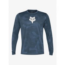 Bluza rowerowa męska Fox Ranger Tru Dri LS Jersey. Niebieskie bluzy męskie FOX, m, bez wzorów, z jersey, bez kaptura, rowerowe. Za 266.99 zł.