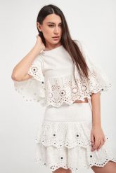 Bluzka BLUGIRL BLUMARINE. Bluzki damskie Blugirl Blumarine, bez wzorów, bez kołnierzyka, bez ramiączek. W wyprzedaży za 487.07 zł.