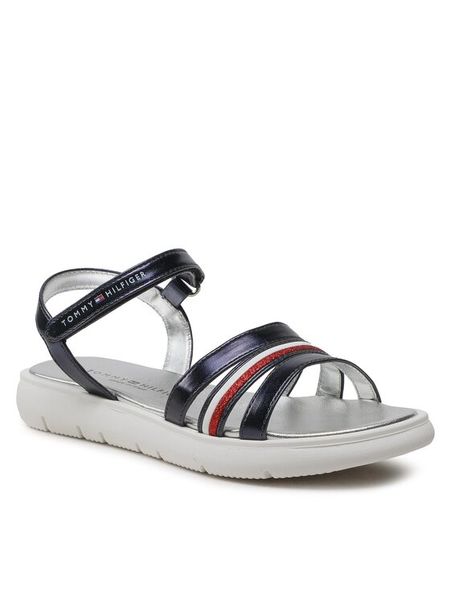Tommy Hilfiger Sandały Stripes Velcro T4A2-32771-1372 S Granatowy. Niebieskie sandały dziewczęce Tommy Hilfiger, ze skóry, bez zapięcia. Za 439.99 zł.