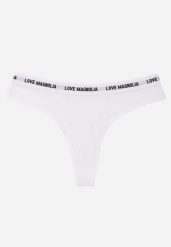 Białe Majtki Stringi z Bawełną Ozdobione Napisami Amero. Białe stringi damskie Renee, l, bez wzorów, z bawełny. Za 7.99 zł.