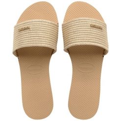 Klapki damskie Havaianas You Malta Metallic. Żółte klapki damskie Havaianas, bez wzorów, sportowe, bez obcasa. Za 97.99 zł.