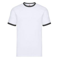 T-shirt Męski Ringer. Białe koszulki sportowe męskie Fruit of the Loom, m, bez wzorów, bez kołnierzyka, bez ramiączek, trekkingowe. Za 36.99 zł.