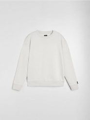 Bluza crewneck comfort fit z domieszką bawełny - kremowy. Białe bluzy męskie Sinsay, l, bez wzorów, z bawełny, bez kaptura. Za 29.99 zł.