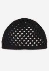 Czarna Ażurowa Czapka z Bawełny w Szydełkowym Stylu Penassa. Czarne czapki i kapelusze damskie Renee, w ażurowe wzory, z bawełny, boho. Za 69.99 zł.