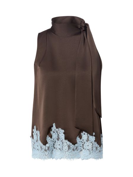 Neo Noir Bluzka Kobiety brązowy, 36. Brązowe bluzki damskie Neo Noir, bez wzorów, z satyny, eleganckie, bez kołnierzyka, bez ramiączek. Za 229.95 zł.