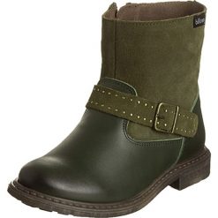 Skórzane botki w kolorze khaki. Botki dziewczęce marki Zimowe obuwie dla dzieci. W wyprzedaży za 145.95 zł.