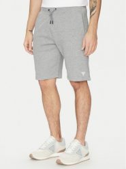 Guess Szorty sportowe Z2YD04 KAIJ1 Szary Regular Fit. Szare krótkie spodenki sportowe męskie Guess, l, z aplikacjami, z bawełny. Za 169.99 zł.