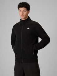 4F Bluza dresowa regular bez kaptura męska - czarna XL. Czarne bluzy męskie 4f, m, bez wzorów, z dresówki, bez kaptura. Za 199.99 zł.