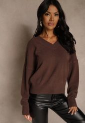 Brązowy Klasyczny Sweter z Wiskozą i Kaszmirem Marirra. Brązowe swetry damskie Renee, bez wzorów, z jeansu, biznesowe, bez kołnierzyka, bez ramiączek, bez kaptura. Za 109.99 zł.