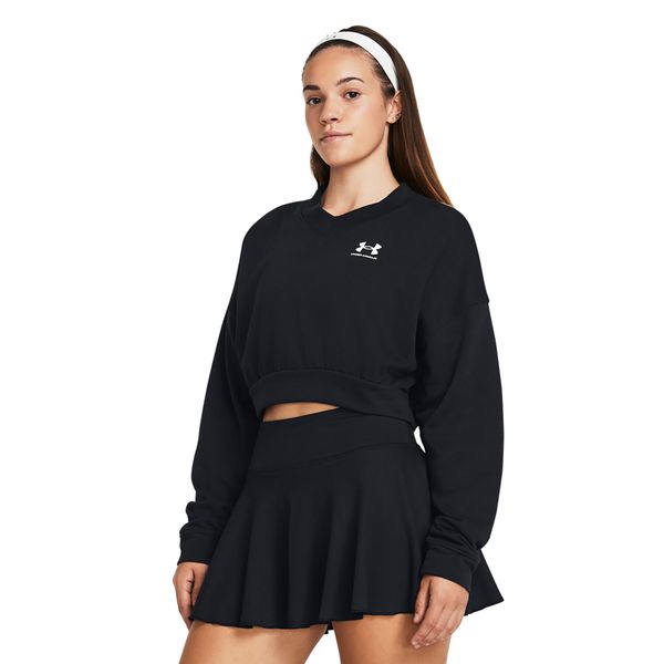 Bluza treningowa damska Under Armour Rival Terry Os Crop Crew. Czarne bluzy damskie Under Armour, m, bez wzorów, bez kaptura, na fitness i siłownię. Za 209.99 zł.