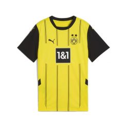 Damska koszulka domowa Borussia Dortmund 24/25 PUMA Faster Yellow Black. Czarne koszulki sportowe damskie Puma, l, bez wzorów, z żakardem, bez kołnierzyka, bez ramiączek, do piłki nożnej. Za 240.07 zł.
