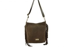 Zamszowa torebka boho z frędzlami - Beżowa ciemna. Brązowe torebki shopper damskie Barberinis, bez wzorów, z jeansu, biznesowe, na ramię, małe, zamszowe, bez dodatków. Za 217.99 zł.