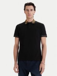 Versace Jeans Couture Polo 80GAGT12 CJ01T Czarny Slim Fit. Czarne koszulki polo męskie Versace Jeans Couture, m, bez wzorów, z bawełny, bez ramiączek. Za 989.99 zł.