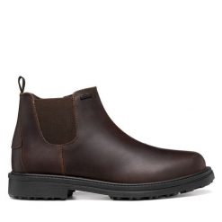 Sztyblety Geox. Brązowe botki męskie Geox, bez wzorów, bez zapięcia. Za 769.99 zł.