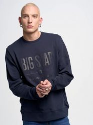 Bluza męska z nadrukiem granatowa Ecodort 403. Niebieskie bluzy męskie Big Star, l, bez wzorów, z bawełny, bez kaptura. Za 199.99 zł.