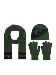 Quiksilver Zestaw czapka, szalik i rękawiczki CWBEO-QS-SM346-001-AW26 Zielony. Zielone rękawiczki męskie Quiksilver, bez wzorów. Za 139.99 zł.