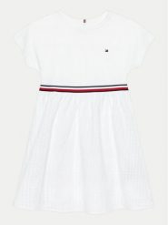 Tommy Hilfiger Sukienka codzienna Global Stripe KG0KG07925 D Biały Regular Fit. Białe sukienki dla dziewczynek Tommy Hilfiger, bez wzorów, z bawełny, bez ramiączek. Za 379.99 zł.