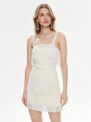 Elisabetta Franchi Sukienka koktajlowa AB-635-42E2 Biały Regular Fit. Białe sukienki damskie Elisabetta Franchi, bez wzorów, z syntetyku, wizytowe, bez kołnierzyka, bez ramiączek. Za 1,249.00 zł.
