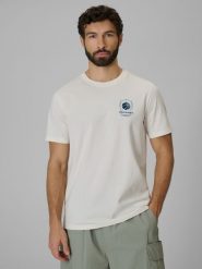 4F T-shirt regular z nadrukiem męski - beżowy M. Brązowe t-shirty męskie 4f, m, bez wzorów, z bawełny, bez kołnierzyka. Za 59.99 zł.