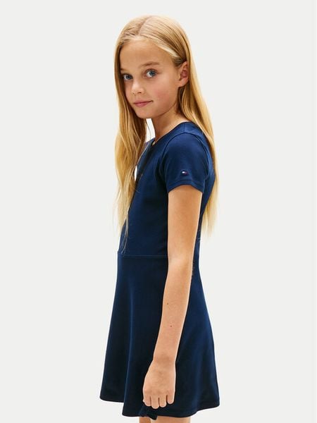 Tommy Hilfiger Sukienka codzienna Skater KG0KG09284 Granatowy Regular Fit. Niebieskie sukienki dla dziewczynek Tommy Hilfiger, bez wzorów, z bawełny, bez ramiączek. Za 186.99 zł.