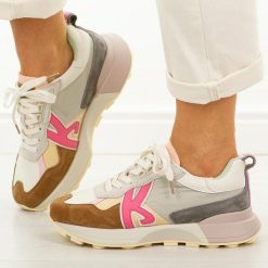 Fuksja skórzane sneakersy damskie Kobbo 66954. Czerwone obuwie sportowe damskie Kobbo, bez wzorów, z jeansu, trekkingowe. Za 249.00 zł.