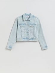 Jeansowa kurtka - niebieski. Niebieskie kurtki damskie Reserved, l, bez wzorów, z bawełny, bez kaptura. Za 139.99 zł.