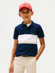 Tommy Hilfiger Polo KB0KB10383 Granatowy Regular Fit. Niebieskie t-shirty dla chłopców Tommy Hilfiger, bez wzorów, z bawełny, bez ramiączek. Za 209.99 zł.