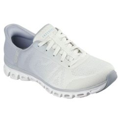 Buty Skechers Slip-ins Glide-Step - Excite 104566-GRY szare. Szare obuwie sportowe damskie bez wzorów, z meshu, trekkingowe. Za 613.11 zł.