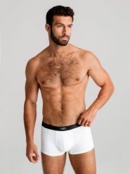Bokserki męskie bawełniane - białe - Rozmiar: XXL. Białe bokserki męskie Ombre Clothing, m, bez wzorów, z bawełny. W wyprzedaży za 22.49 zł.
