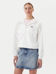 Tommy Jeans Wiatrówka Essential DW0DW20672 Biały Relaxed Fit. Białe kurtki damskie Tommy Jeans, xl, bez wzorów, z jeansu, bez kaptura. Za 339.99 zł.