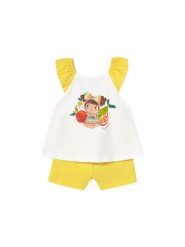Mayoral Komplet top i spodenki 1234 Żółty Regular Fit. Żółte spodenki dla dziewczynek Mayoral, bez wzorów, z bawełny. Za 84.99 zł.