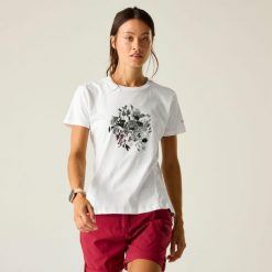 Damska koszulka z krótkim rękawem i grafiką Tranquility III. Białe t-shirty damskie Dare 2b, bez wzorów, z bawełny, bez kołnierzyka. Za 104.10 zł.