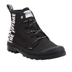 Botki Unisex Dla Dorosłych Pampa Hi Future. Czarne botki męskie Palladium, bez wzorów, z gumy, bez zapięcia. Za 633.99 zł.