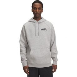 Bluza Under Armour Rival Fleece HBR Logo Hoodie. Szare bluzy sportowe męskie Under Armour, bez zapięcia, na fitness i siłownię. Za 219.99 zł.