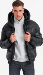 Kurtka męska Ombre Męska ciepła kurtka puffer ze ściągaczami czarna V1 OM-JAHP-0207 XXL. Czarne kurtki męskie Ombre, m, bez wzorów, bez kaptura. Za 399.99 zł.