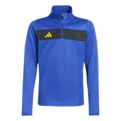 Adidas Tiro 25 Essentials junior - Bluza z zamkiem dla juniorów. Niebieskie bluzy damskie Adidas, bez wzorów, z materiału, bez kaptura. Za 154.75 zł.