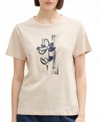 Tom Tailor moteriški marškinėliai, smėlio spalvos. T-shirty damskie NoName, bez wzorów, bez kołnierzyka. Za 121.60 zł.