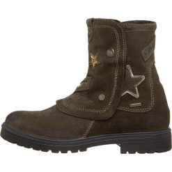 Skórzane botki w kolorze khaki. Brązowe botki dziewczęce Primigi, z gore-texu, bez zapięcia. W wyprzedaży za 219.95 zł.