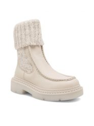 Badura Botki OVAR-23AW111 Beżowy. Brązowe botki damskie Badura, ze skóry, bez obcasa, na płaskiej podeszwie, bez zapięcia. Za 429.99 zł.