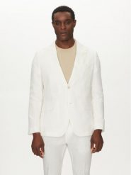 BOSS Marynarka C-Huge-Peak-252 50540516 Biały Slim Fit. Białe marynarki męskie Boss, bez wzorów, ze lnu. Za 1,339.00 zł.