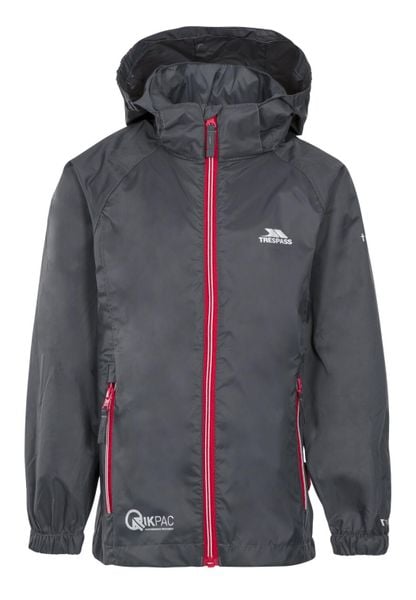 Trespass Qikpac X – unisex pakowalna kurtka Flint. Szare kurtki damskie Trespass, s, bez wzorów, z materiału, bez kaptura. Za 119.80 zł.